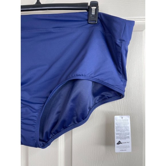 Lands End Swim Bikini Bottom Plus Size 26W High Waisted Tummy Slimming Blue NWT - Picture 4 of 10